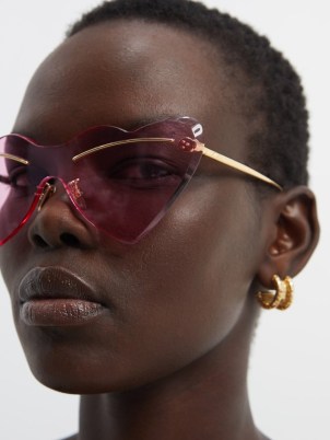 LOEWE X PAULAS IBIZA Heart metal sunglasses – women’s funky pink sunnies – holiday accessories – womens large statement eyewear – MATCHESFASHION - flipped
