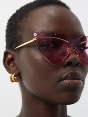 LOEWE X PAULAS IBIZA Heart metal sunglasses – women’s funky pink sunnies – holiday accessories – womens large statement eyewear – MATCHESFASHION