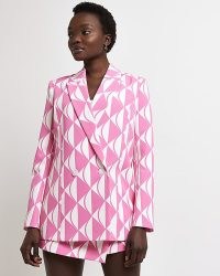 RIVER ISLAND PINK PRINT BLAZER ~ women’s goe printed blazers ~ womens geometric patterned jackets