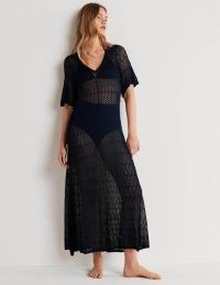 Boden Pointelle Knitted Midi Dress Navy – sheer knit dresses