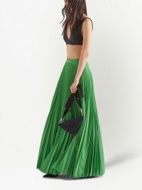 Prada pleated silk maxi skirt ~ women’s green long length designer skirts ~ womens clothes at FARFETCH