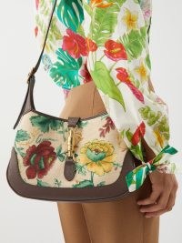 GUCCI Jackie 1961 floral-canvas and leather bag / vintage inspired shoulder bags / women’s designer flower print handbags / MATCHESFASHION