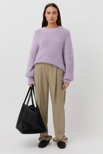 CAMILLA AND MARC Caprani Sweater | womens super soft relaxed fit lilac sweaters | women’s luxe crew neck drop shoulder jumpers