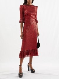 THE VAMPIRE’S WIFE Falconetti fluted crinkle-lamé dress / shimmering red vintage style dresses / MATCHESFASHION