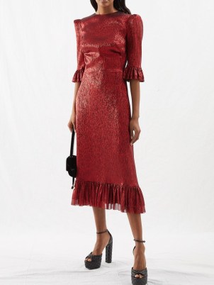 THE VAMPIRE’S WIFE Falconetti fluted crinkle-lamé dress / shimmering red vintage style dresses / MATCHESFASHION - flipped