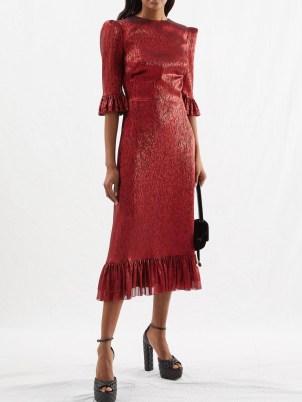 THE VAMPIRE’S WIFE Falconetti fluted crinkle-lamé dress / shimmering red vintage style dresses / MATCHESFASHION