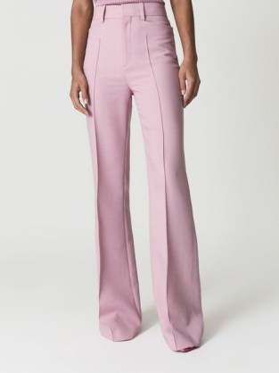 REISS AURA TAILORED FLARE TROUSERS PINK ~ women’s smart high waisted flares ~ front pinched seams - flipped
