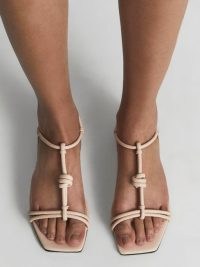 REISS BACTON FLAT SANDALS BLUSH – women’s strappy square toe summer flats