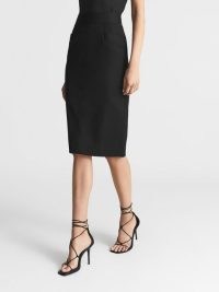 REISS HAISLEY TAILORED PENCIL SKIRT BLACK ~ women’s wardrobe essentials ~ womens chic workwear skirts
