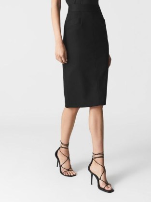 REISS HAISLEY TAILORED PENCIL SKIRT BLACK ~ women’s wardrobe essentials ~ womens chic workwear skirts - flipped