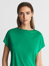 REISS POPPY HIGH NECK JERSEY TOP GREEN ~ stylish wardrobe essentials ~ chic weekend tops