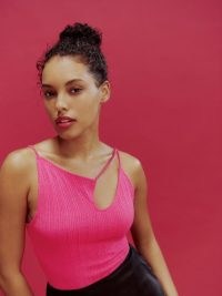 Reformation Royal Knit Tank in Hot Pink ~ strappy asymmetric cut out tops