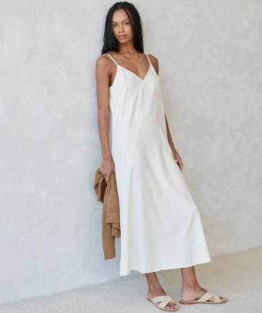 JENNI KAYNE Riviera Slip Dress ~ luxe ivory raw silk cami dresses - flipped