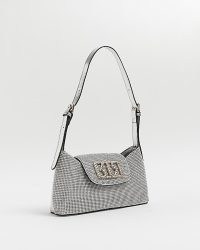 RIVER ISLAND SILVER RI SHOULDER BAG / metallic bags / 90s style shaped handbags / bling accessories