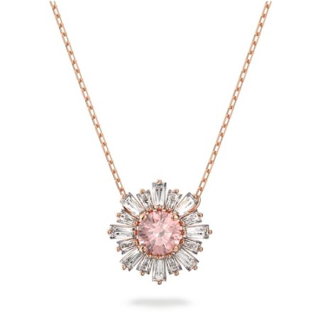 SWAROVSKI Sunshine pendant Pink, Rose-gold tone plated ~ crystal pendants ~ necklaces with clear and coloured crystals - flipped
