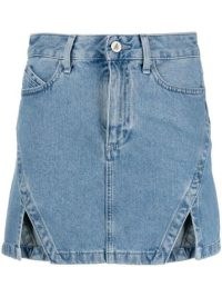 The Attico Lula denim miniskirt | light blue front slit mini skirts | FARFETCH