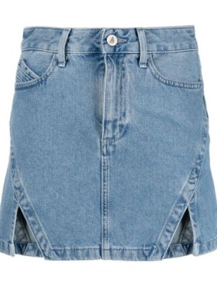 The Attico Lula denim miniskirt | light blue front slit mini skirts | FARFETCH