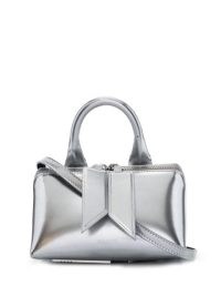 The Attico mini Friday top handle tote bag | small luxe silver leather bags | luxury handbags at FARFETCH | tiny metallic handbag