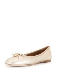 Tory Burch leather charm ballet flats in Spark Gold Tone ~ luxe ballerinas women’s timeless flat shoes ~ chic metallic footwear