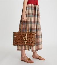 Tory Burch MILLER GARDEN BASKET-WEAVE TOTE in Classic Cuoio ~ chic brown woven bags