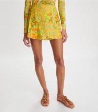 Tory Burch BLOSSOM POPLIN SKORT ~ yellow floral retro print skorts ~ women’s vintage inspired summer fashion