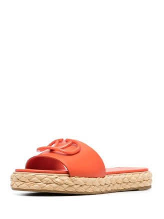 Valentino Garavani VLogo Signature slide sandals / women’s orange summer slides - flipped