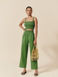 Reformation Vera Linen Two Piece in Palm Green ~ women’s gorgeous summer fashion sets ~ chic no fuss outfits