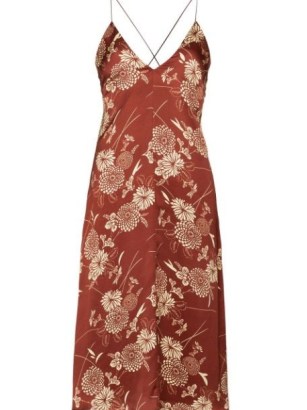 Wales Bonner floral-print slip dress / cami dresses / skinny crossover straps at back / strappy fashion / FARFETCH