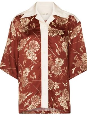 Wales Bonner x Browns Focus floral-print shirt / women’s red floral contrast trim shirts / womens designer clothes / FARFETCH - flipped