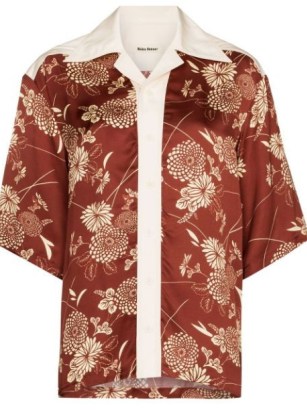 Wales Bonner x Browns Focus floral-print shirt / women’s red floral contrast trim shirts / womens designer clothes / FARFETCH