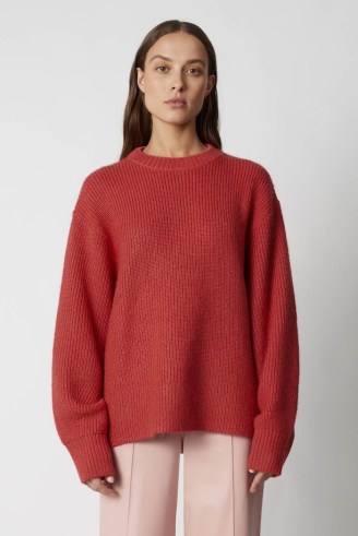 CAMILLA AND MARC Nichols Knit Sweater in Watermelon | women’s oversized drop shoulder crew neck sweaters - flipped