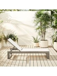 John Lewis west elm Portside Garden Reclining Sun Lounger, Natural – rustic look achieved by wire brushing its solid wood frame and adding a weathered grey finish