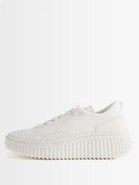 CHLOÉ Nama blanket-stitch recycled-mesh trainers ~ women’s luxe white sneakers ~ womens designer sports inspired shoes ~ MATCHESFASHION