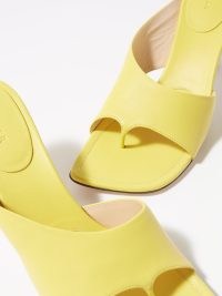 WANDLER Julio 75 thong mule sandals / yellow leather thonged mules / women’s contemporary square toe summer shoes / womens chic footwear / MATCHESFASHION