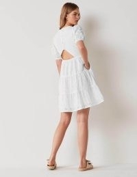 Boden Back Detail Broderie Dress White – cut out summer dresses