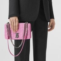BURBERRY Small Quilted Lambskin Lola Bag in Primrose Pink ~ silver-tone polished chain strap shoulder bags ~ women’s luxury designer handbags