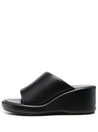Balenciaga logo-print wedge sandals in jet black | women’s wedged mules | womens designer wedges | farfetch