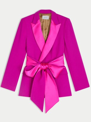 JIGSAW Belted Tuxedo Jacket in Pink ~ women’s luxe tie waist evening jackets ~ women’s occasion clothes with statement belts ~ tonal colour block event fashion - flipped