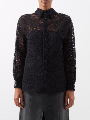 GUCCI Cordonnet-lace shirt in black / women’s semi sheer floral shirts / womens designer fashion / MATCHESFASHION