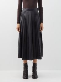 MM6 MAISON MARGIELA Pleated faux-leather midi skirt in black – women’s knife pleat skirts – designer clothes MATCHESFASHION