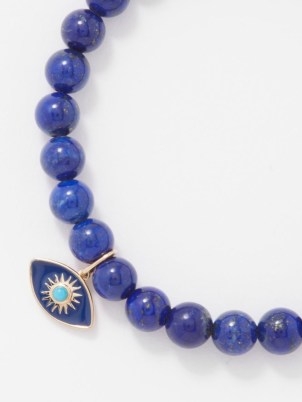 SYDNEY EVAN Evil eye lapis lazuli & 14kt gold beaded bracelet ~ blue stone bracelets with enamel charms ~ women’s jewellery ~ MATCHESFASION - flipped