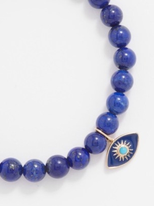 SYDNEY EVAN Evil eye lapis lazuli & 14kt gold beaded bracelet ~ blue stone bracelets with enamel charms ~ women’s jewellery ~ MATCHESFASION