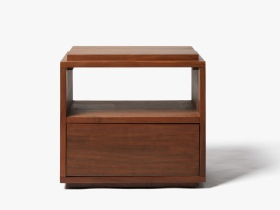 PARACHUTE Bluff Rectangle Nightstand with Drawer in Walnut ~ modern dark wood nightstands ~ minimalist bedroom furniture ~ chic bedside table ~ stylish no-fuss side tables - flipped