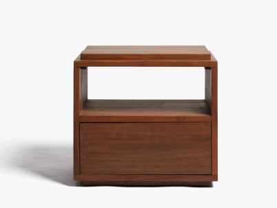 PARACHUTE Bluff Rectangle Nightstand with Drawer in Walnut ~ modern dark wood nightstands ~ minimalist bedroom furniture ~ chic bedside table ~ stylish no-fuss side tables