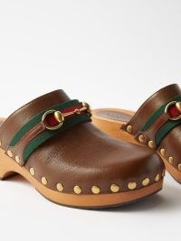 GUCCI Horsesbit leather clogs in brown ~ 70s vintage inspired shoes ~ MATCHESFASHION