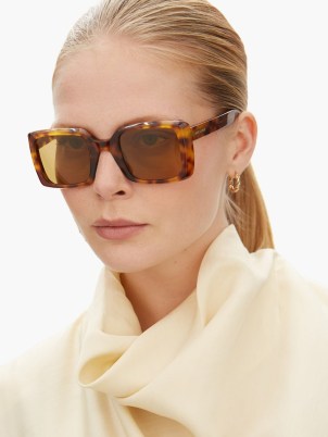 SAINT LAURENT EYEWEAR Square tortoiseshell acetate sunglasses | women’s chic vintage inspired eyewear | womens large retro sunnies | MATCHESFASHION | designer summer accessories