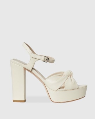 PAIGE Colbie Sandal Bone Leather | off white block heel platforms | women’s retro shoes | 70s vintage style footwear | knot detail platform sandals - flipped