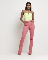 RIVER ISLAND CORAL HIGH RISE FLARE JEANS | womens denim flares