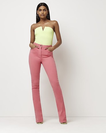 RIVER ISLAND CORAL HIGH RISE FLARE JEANS | womens denim flares - flipped