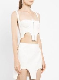 Dion Lee double arch bustier top in ivory| sleeveless cup bust fitted bodice crop tops | women’s edgy fashion | FARFETCH